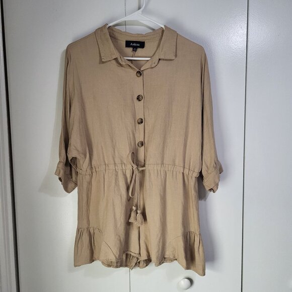AAKAA Women's Romper Khaki Tan  SZ SM - Picture 2 of 9
